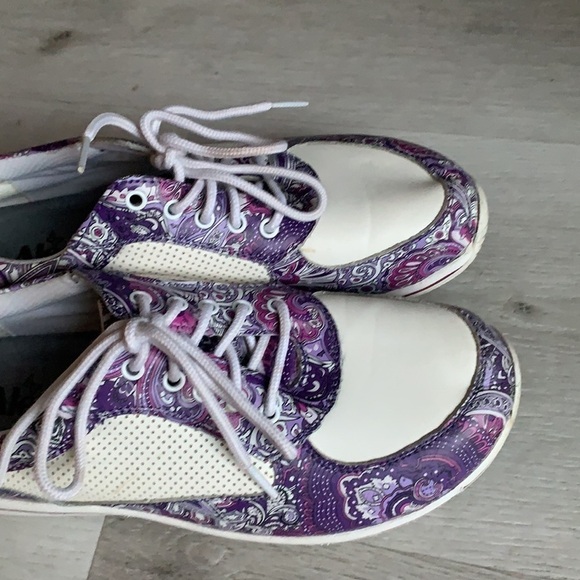 Alegria Cindi Purple Swirl Sneakers Floral 39 lace up comfort casual - Picture 4 of 11